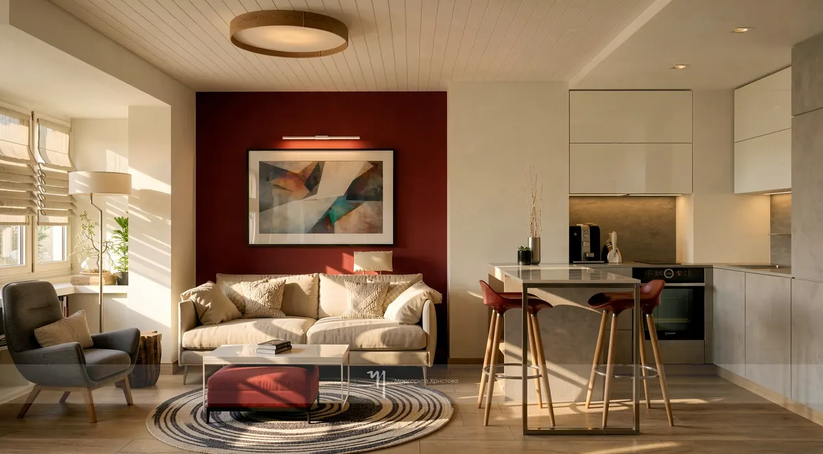 Airbnb „БО“ — Airbnb, кв. „Гоце Делчев“, София (3D визуализация 3)